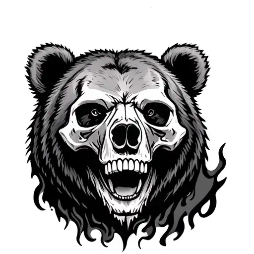 Bear With Flaming Skull