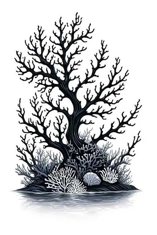 Black Coral Reef Scene