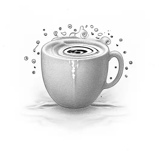 A Minimalist Tattoo Of A Coffee Cup With Waves Inside
