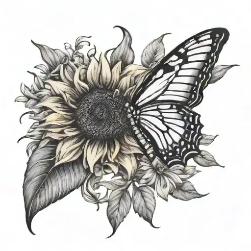 Sunflower And Lillie And Semicolon Butterfly
