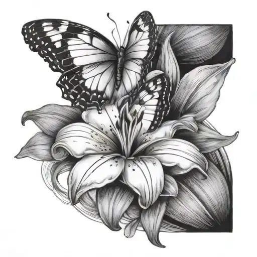 Two Butterflies On A Lily Flower