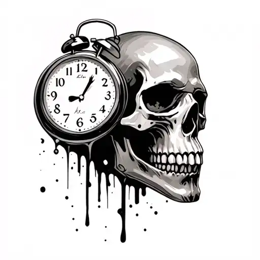 Skull And Time Clock Polka Trash
