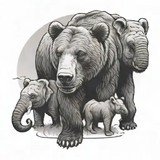 Grizzly Bear And Elephants