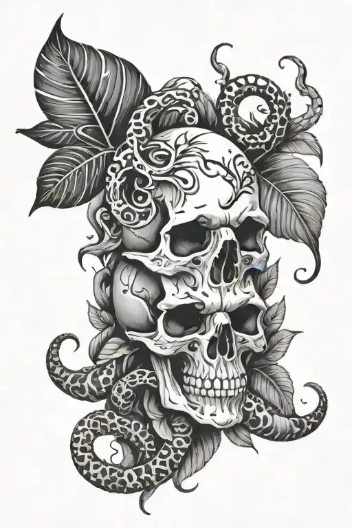 Skull Snakes And Jungle Leafs
