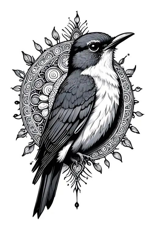 Moon Mandala Spiritual Mocking Bird