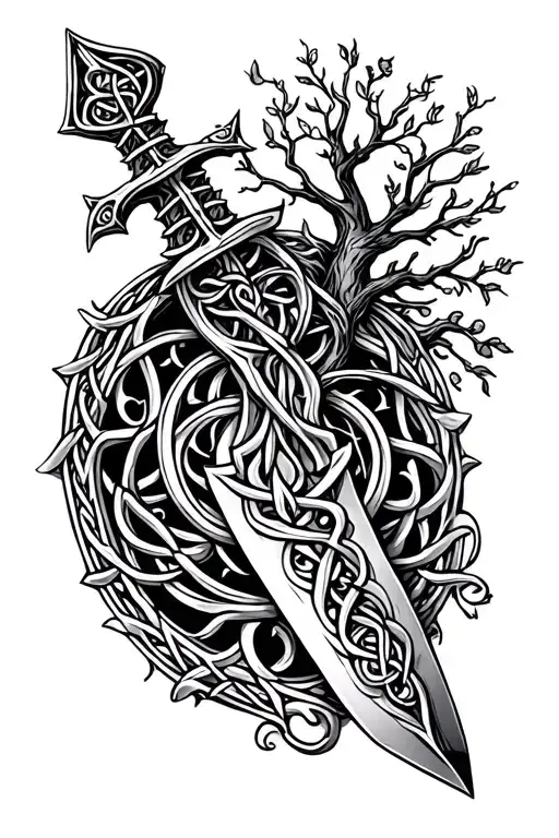 Celtic Dagger And Tree Of Life