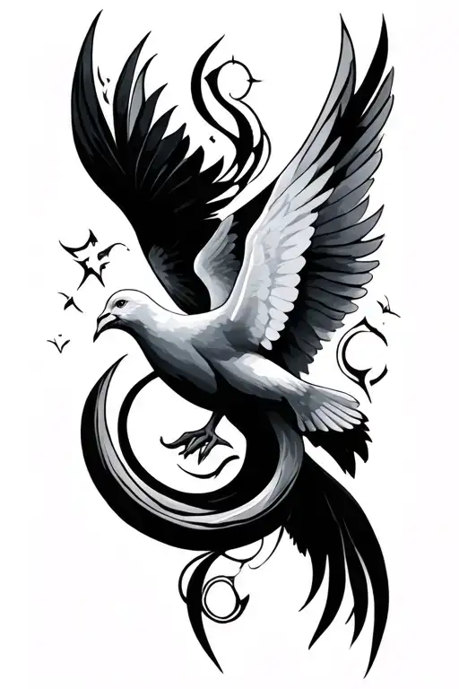 Dove And Aquarius Symbol Intertwined