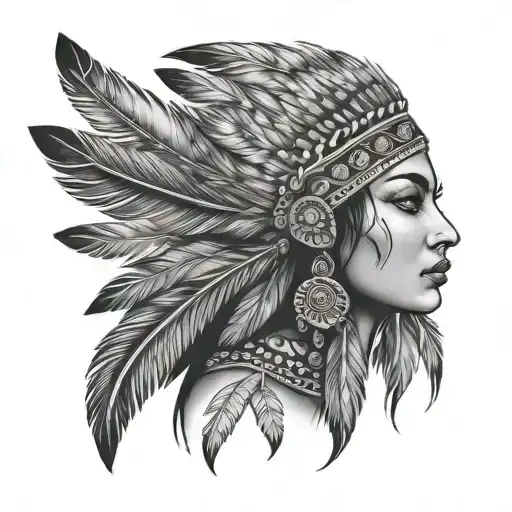Indian Woman With Feathers