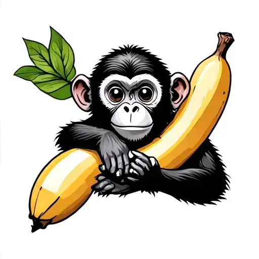 Cute Monkey Holding Banana