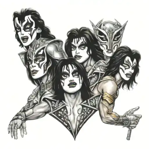 Rock Group Kiss Faces Mash Up