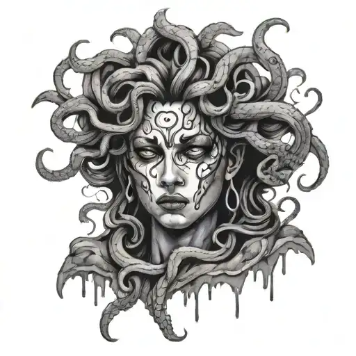 Medusa Blood Tears And Broken Face Made
