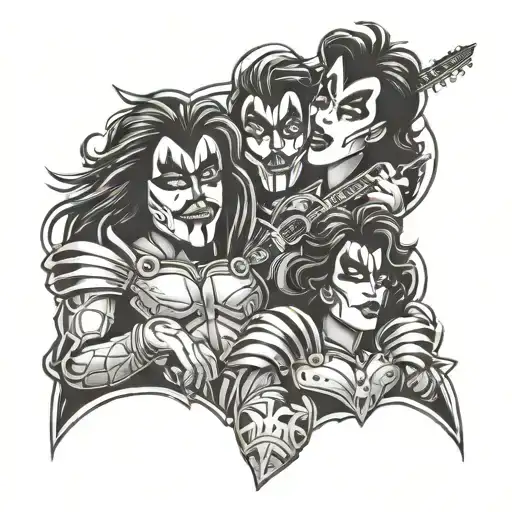 Music Group Kiss Character Mash Up