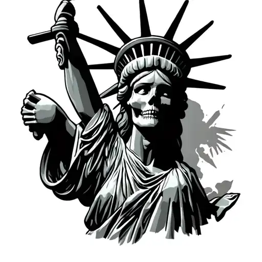 Mexican Statue Liberty Instead Of Bones Flag Dia Dos Muertos