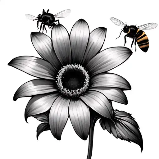 Lily And Black -Eyed Susanne With A Bee Ancillary One