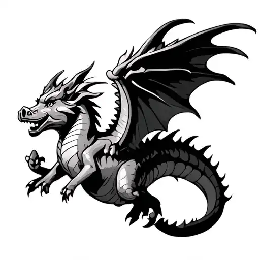 Flying Dragon With A Pig On Its Wings