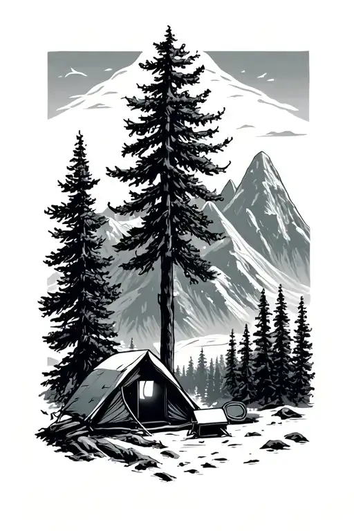 Outdoors Mountains Trees Camping