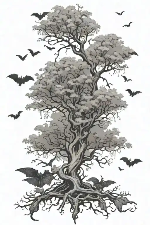 Poison Tree With Bats Flying