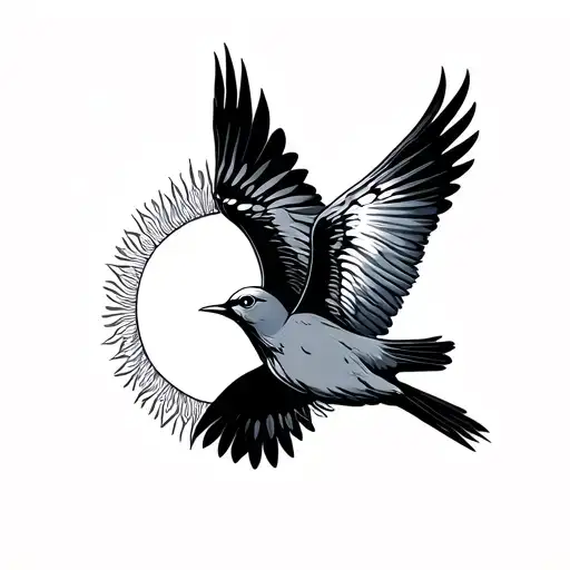 Bird Flying Towards The Sun