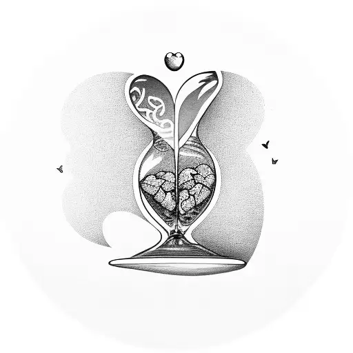 Hourglass With Brain A Garden And Heart With Butterfly
