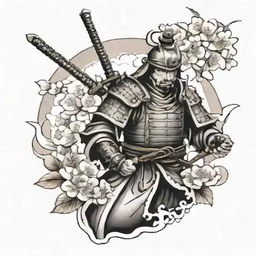 Samurai With Cherry Blossom