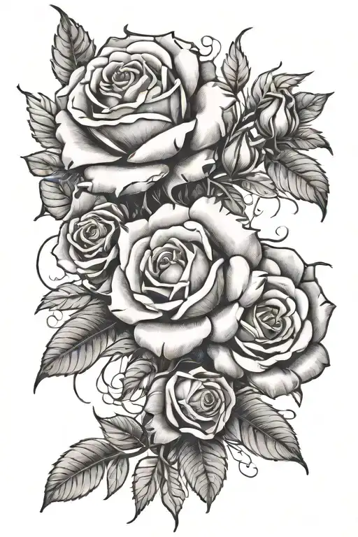 Three Roses Surround By Native English Plants