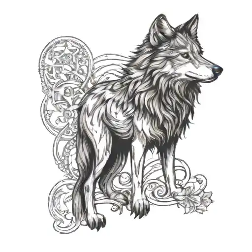 Wolf Ukraine And Poland Symbol Intertwined