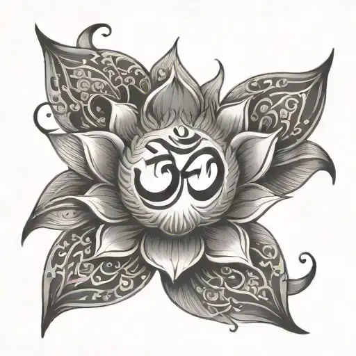 Om Symbol Inside Lotus Flower