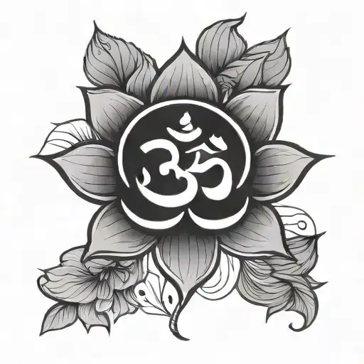 Minimalist Om Symbol Surrounded With Lotus