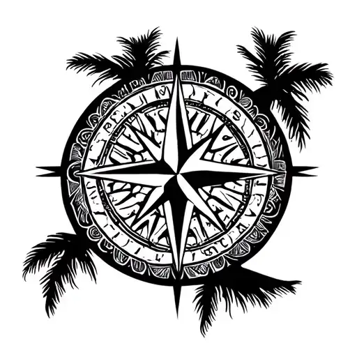 Aztec Compass Palm Tree Silhouette