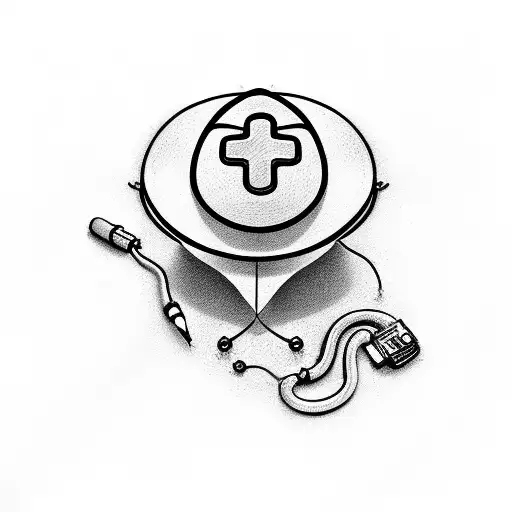 Heartbeat Line Forming A Nurse's Cap