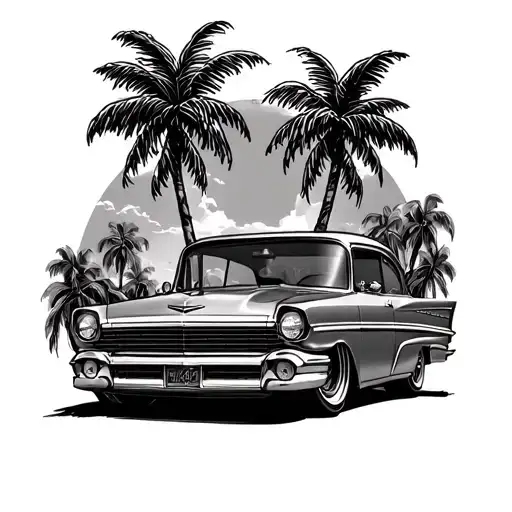 Palm Trees Lowrider Car