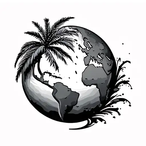 Globe Earth Globe Palm Tree