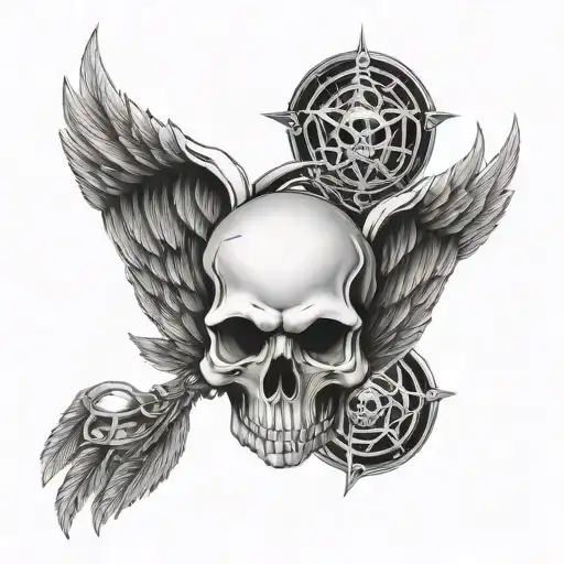 Wings With Howling Wolf Skull