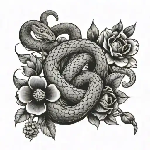 Snake And Flowers And Snakes