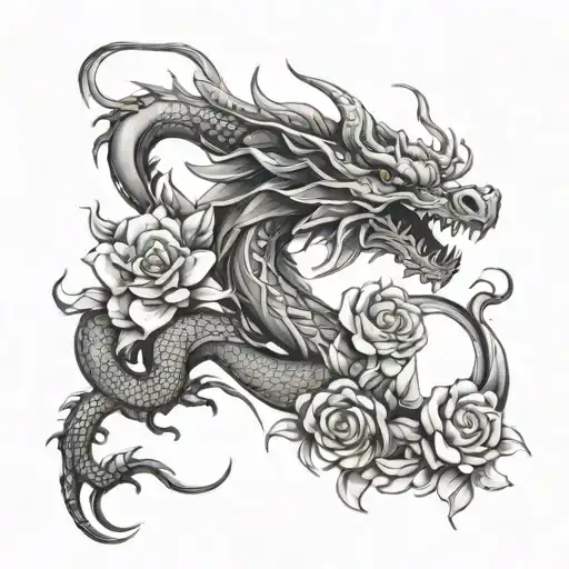 Dragon With Flowers