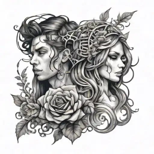 Brother And Sister Tattoo Dark Vibes Sketch Symbolic Without Faces