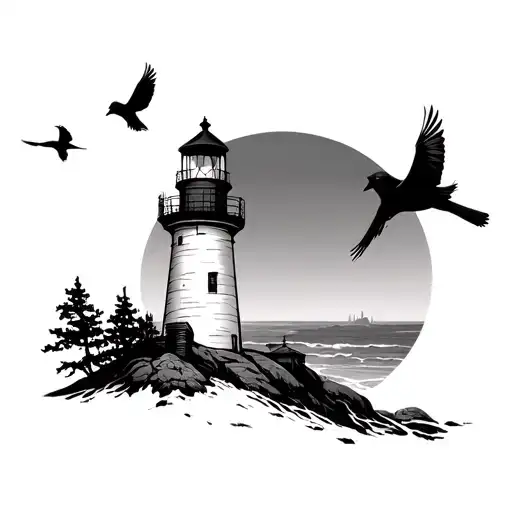 Lighthouse With Cardinals Flying