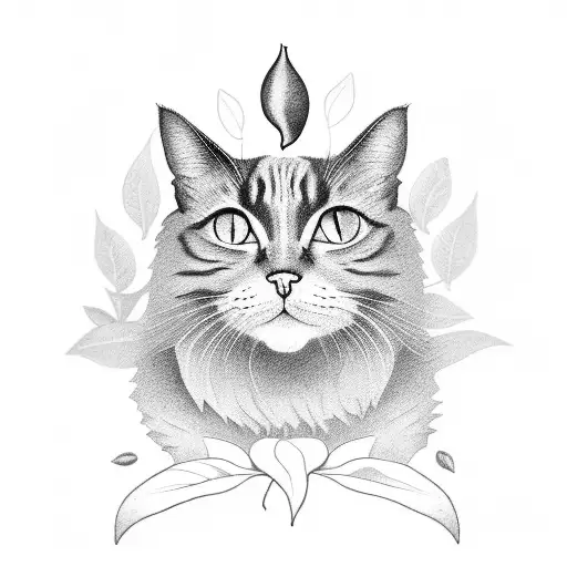 A Tattoo Of A Coffee Plant Growing Into A Cat Silhouette