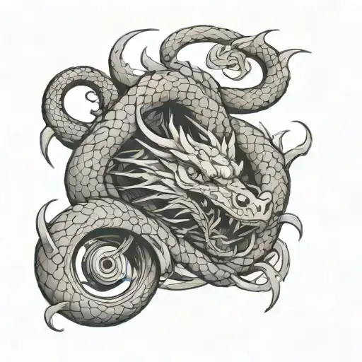 Dragon Around A Dumbbell Intertwined