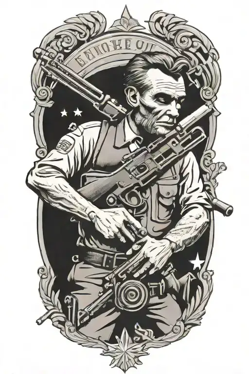 Historic Tattoo With President Lincoln President Trump Ww2 Machine Gunner