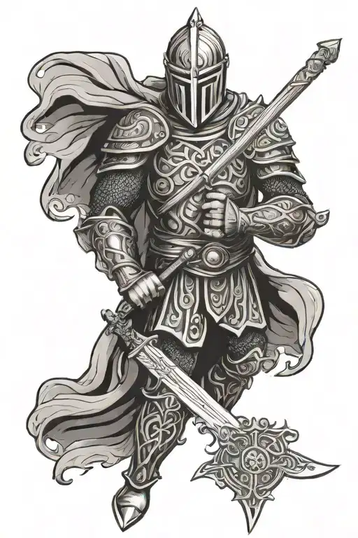 Celtic Knight Holding A Sword