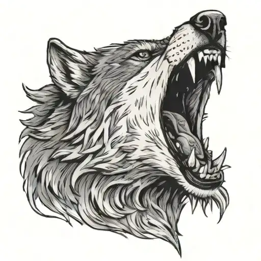 A Grey Wolf Too Angry And Screaming Under Moon And Star