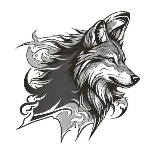 A Screaming Grey Wolf Under The Turkish Flag