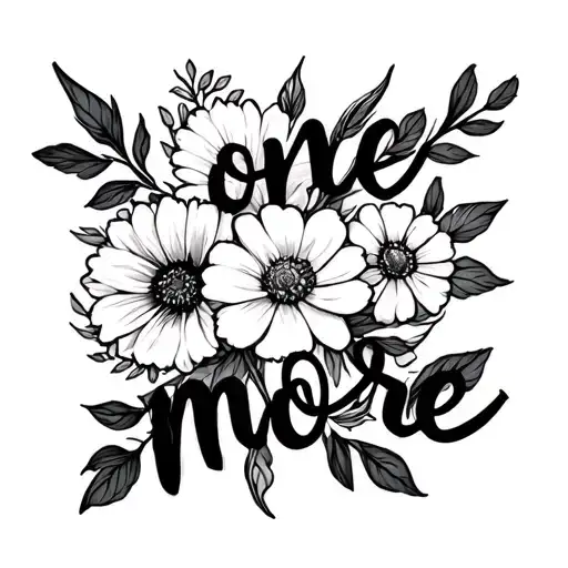 One More' Written With Sept Birth Flower On 'One' And Dec Flower On 'More'