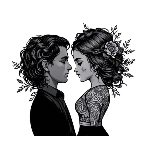 Father In Haven And Daughter Symbol Small Tattoo Design Featuring