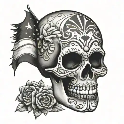 Sugar Skull And Flag