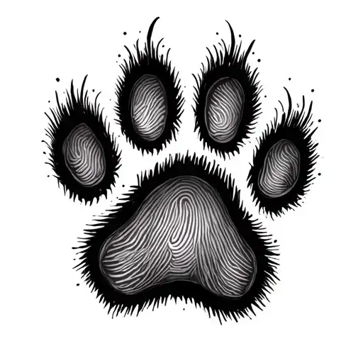 Dog Paw Print And Finger Print