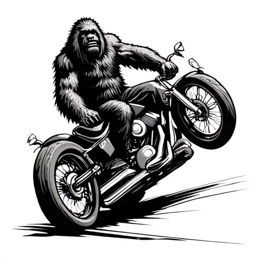 Sasquatch Riding A Street Glide In The Forest