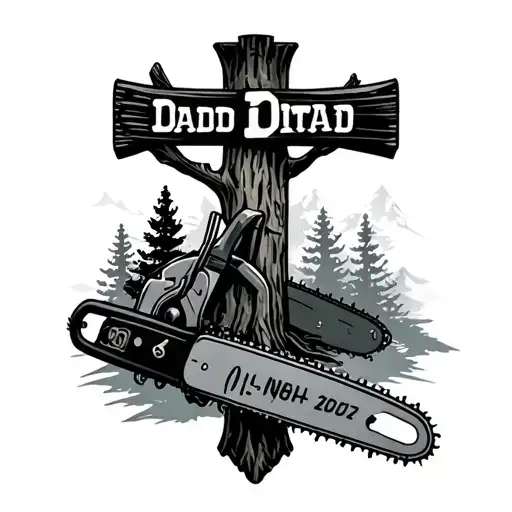 Dad Memorial Cross Mountain Tree Chainsaw
