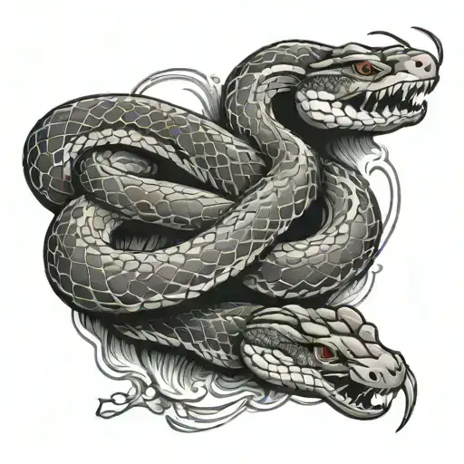 2 Snakes Are Rolled Into An Empty Circle Inside